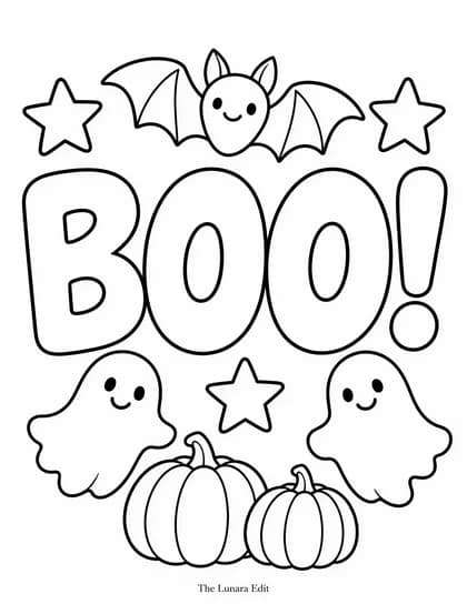 Uncolored Boo Buddies printable coloring page